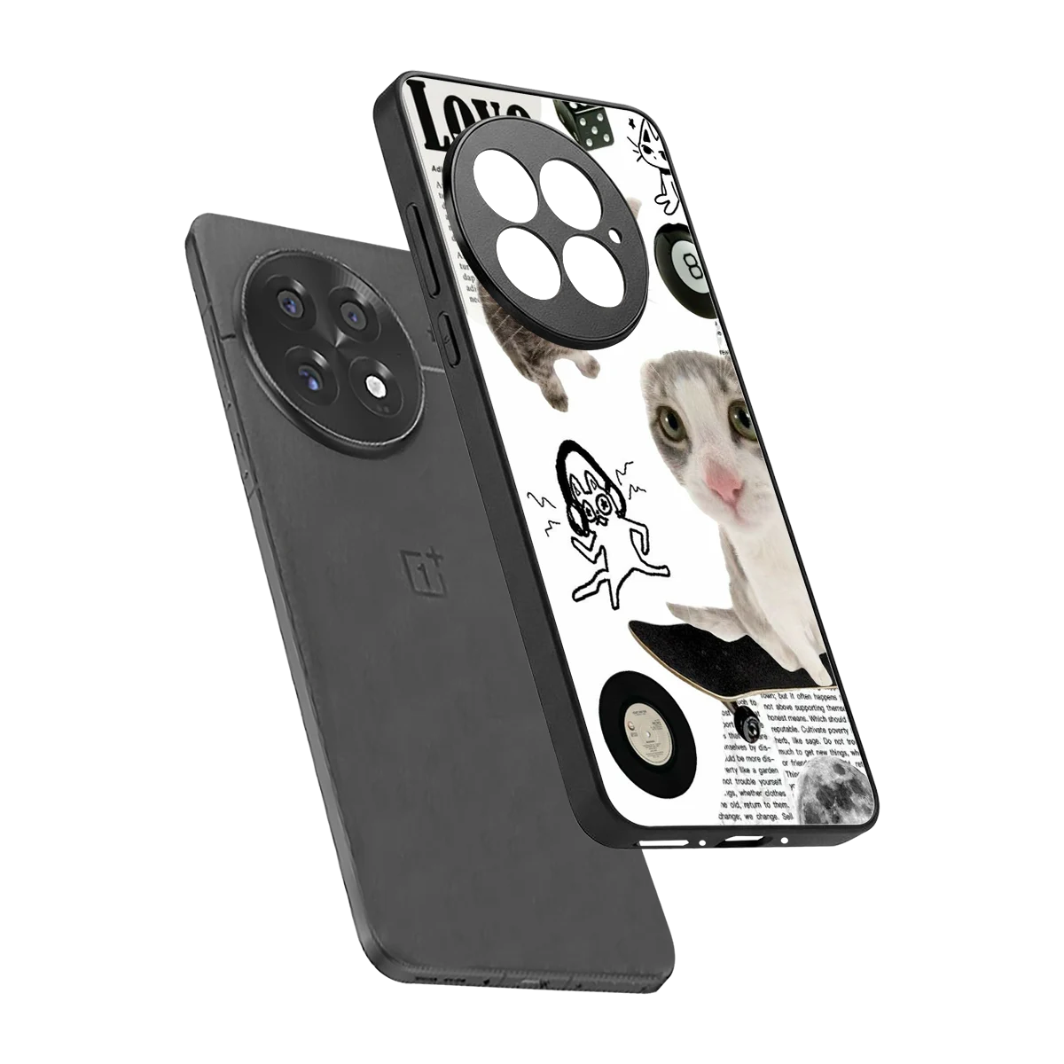 Purrfect Patchwork sleek oneplus 13 cover with tempered glass back and TPU edges