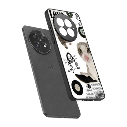 Purrfect Patchwork sleek oneplus 13 cover with tempered glass back and TPU edges
