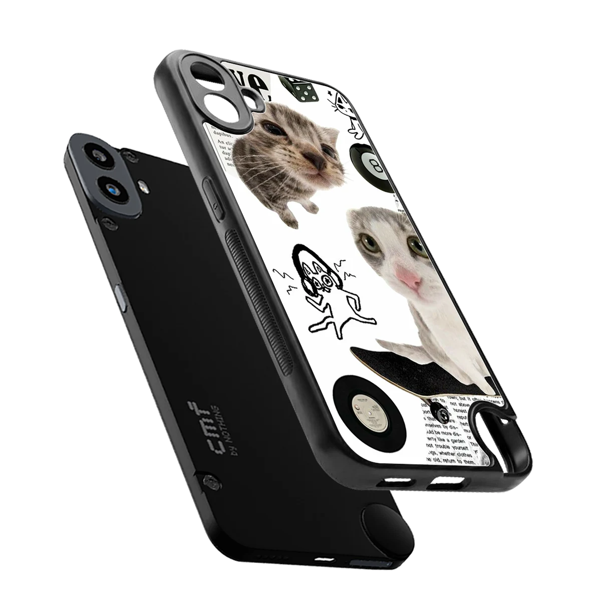 Purrfect Patchwork sleek cmf nothing phone 1 cover with tempered glass back and TPU edges