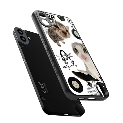 Purrfect Patchwork sleek cmf nothing phone 1 cover with tempered glass back and TPU edges