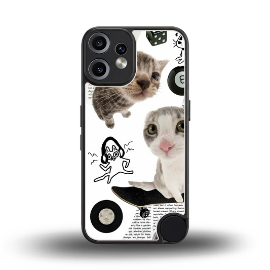 Purrfect Patchwork back phone cover | glass case for cmf nothing phone 2 pro