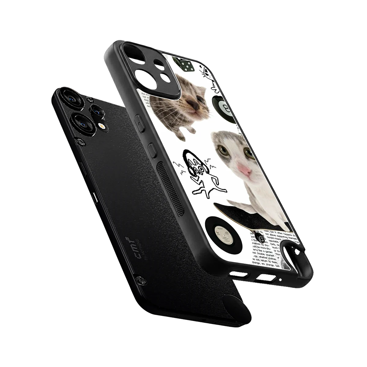 Purrfect Patchwork sleek cmf nothing phone 2 pro cover with tempered glass back and TPU edges