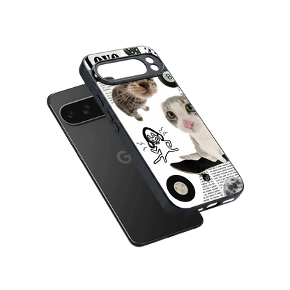 Purrfect Patchwork sleek google pixel 10 pro xl cover with tempered glass back and TPU edges
