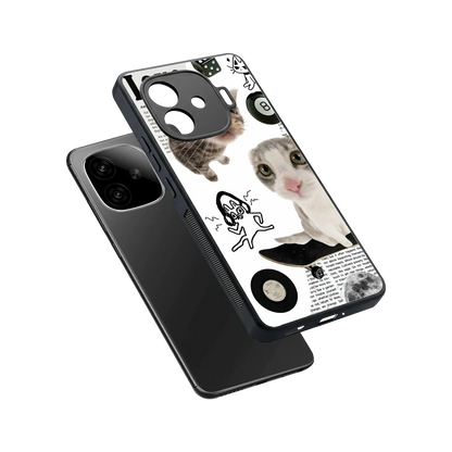 Purrfect Patchwork sleek iqoo neo 10r 5g cover with tempered glass back and TPU edges