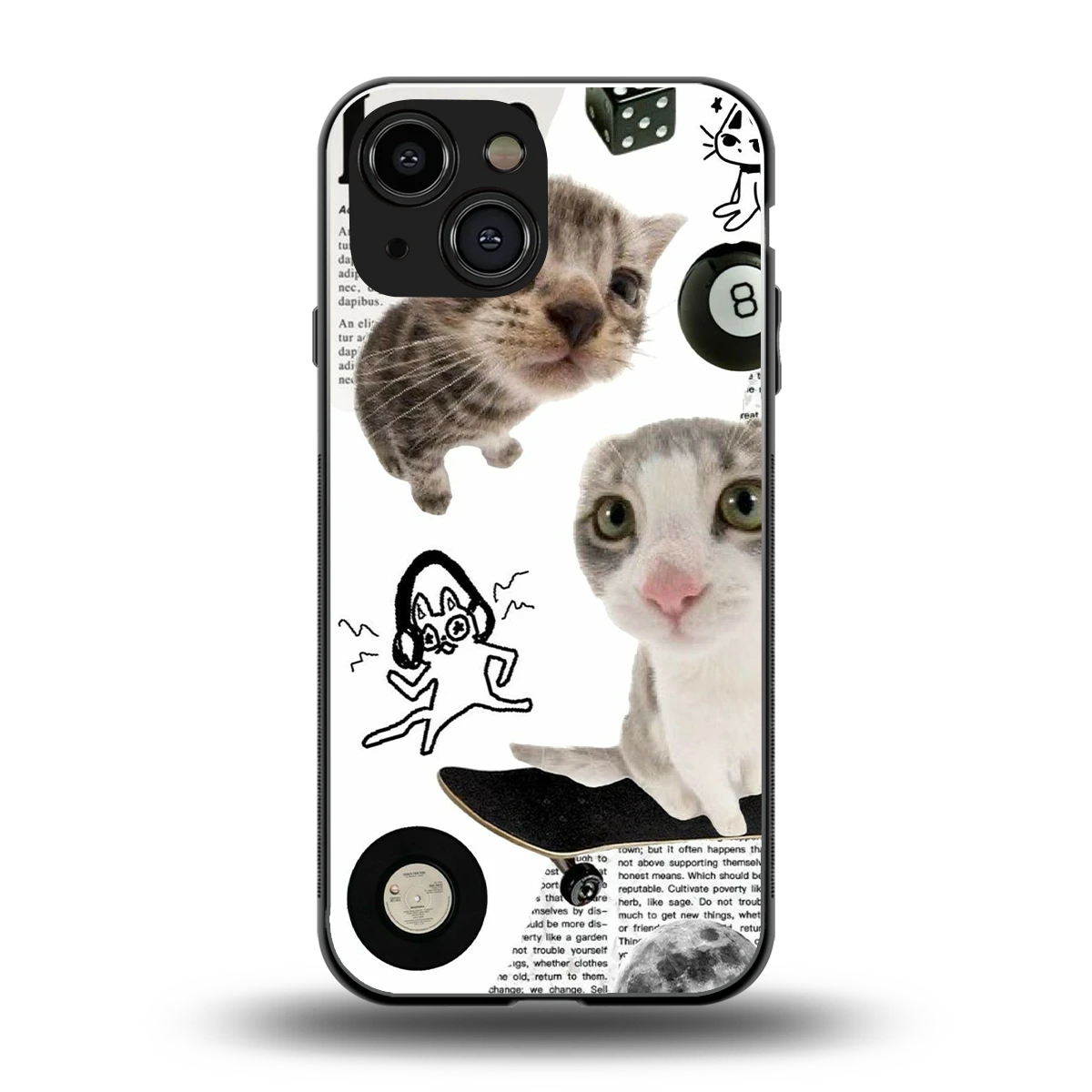 Purrfect Patchwork back phone cover | glass case for iphone 13 mini