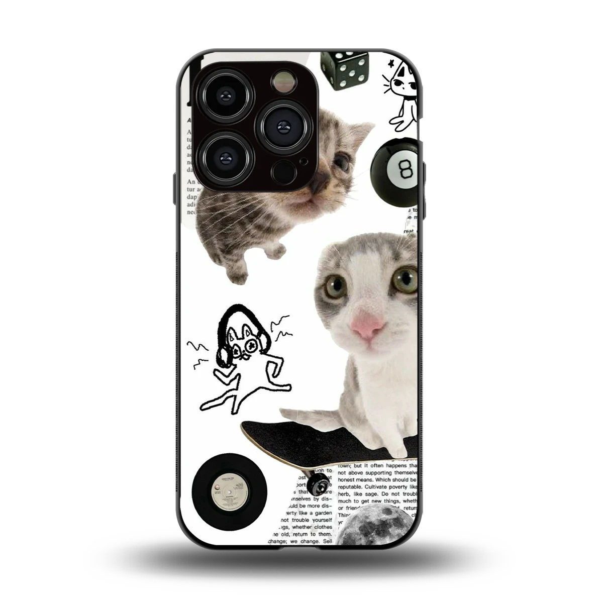 Purrfect Patchwork back phone cover | glass case for iphone 13 pro