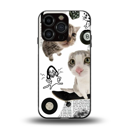 Purrfect Patchwork back phone cover | glass case for iphone 13 pro