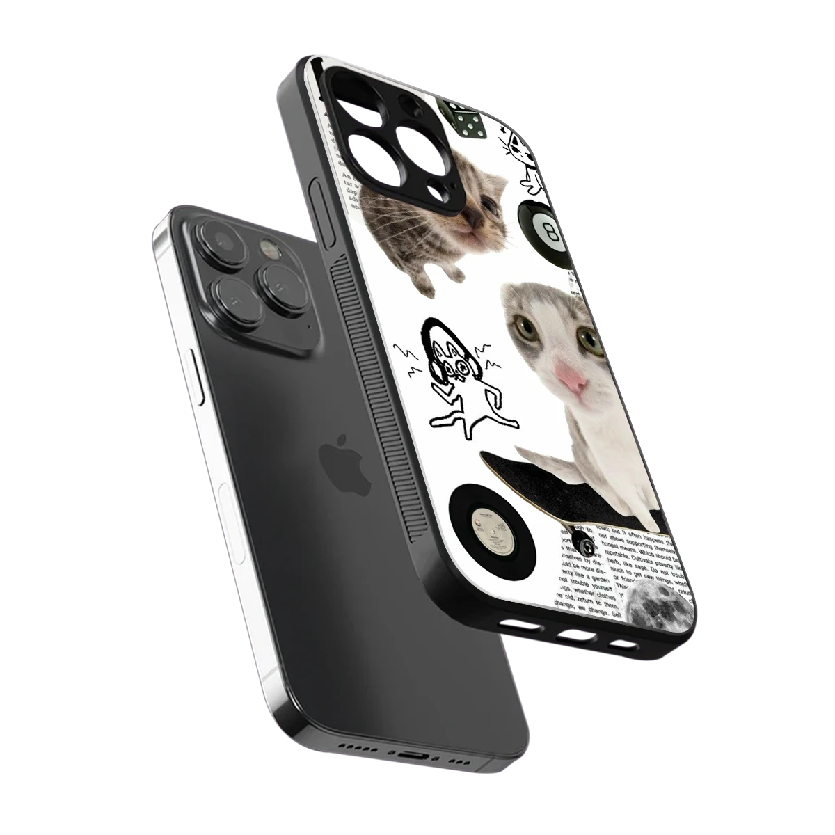 Purrfect Patchwork sleek iphone 13 pro cover with tempered glass back and TPU edges