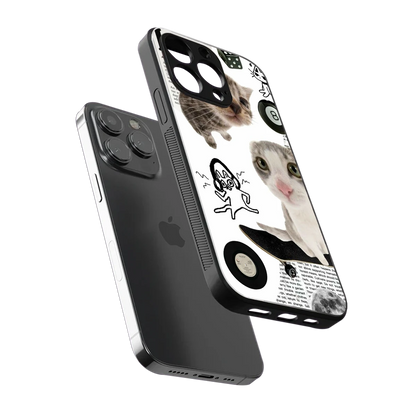 Purrfect Patchwork sleek iphone 13 pro cover with tempered glass back and TPU edges