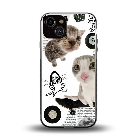Purrfect Patchwork back phone cover | glass case for iphone 14