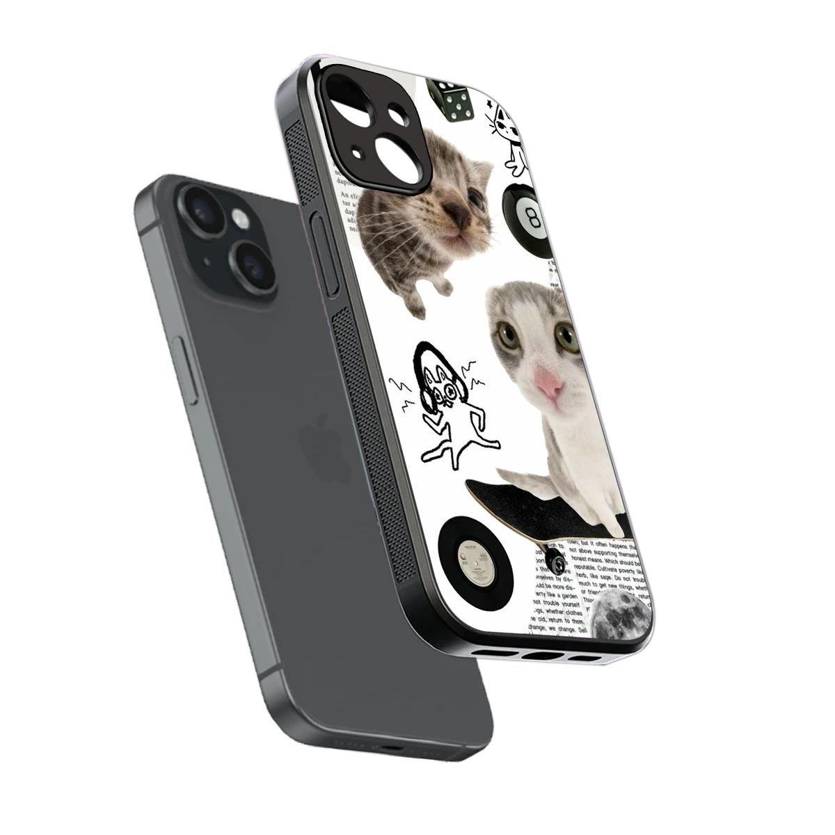 Purrfect Patchwork sleek iphone 14 cover with tempered glass back and TPU edges