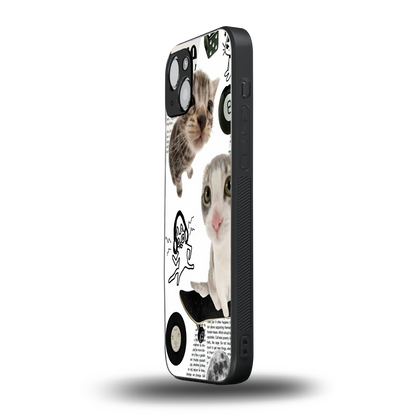 Purrfect Patchwork iphone 14 mobile cover | shockproof glass phone case