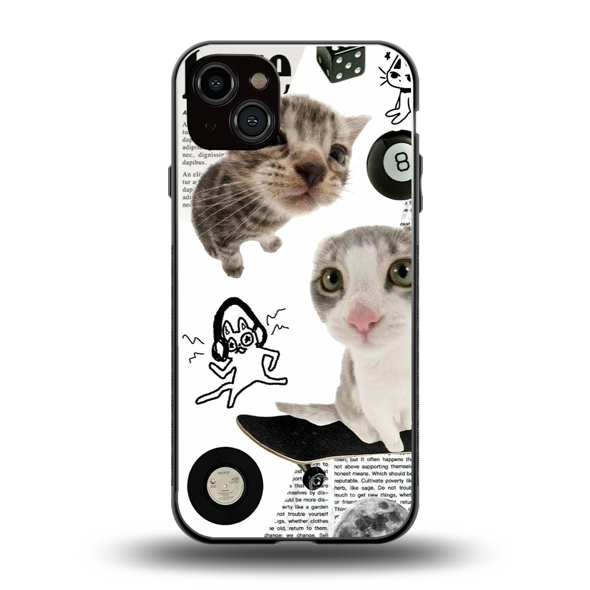 Purrfect Patchwork back phone cover | glass case for iphone 15 plus