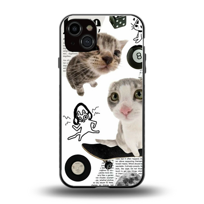 Purrfect Patchwork back phone cover | glass case for iphone 15 plus