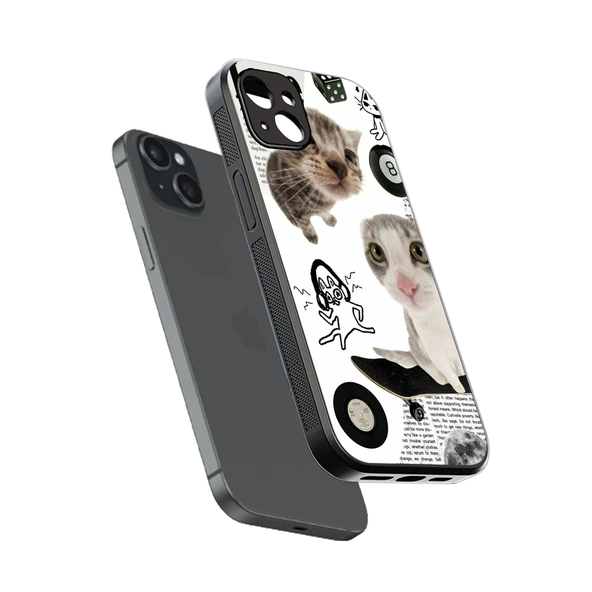 Purrfect Patchwork sleek iphone 15 plus cover with tempered glass back and TPU edges