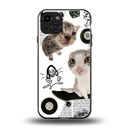 Purrfect Patchwork back phone cover | glass case for iphone 15