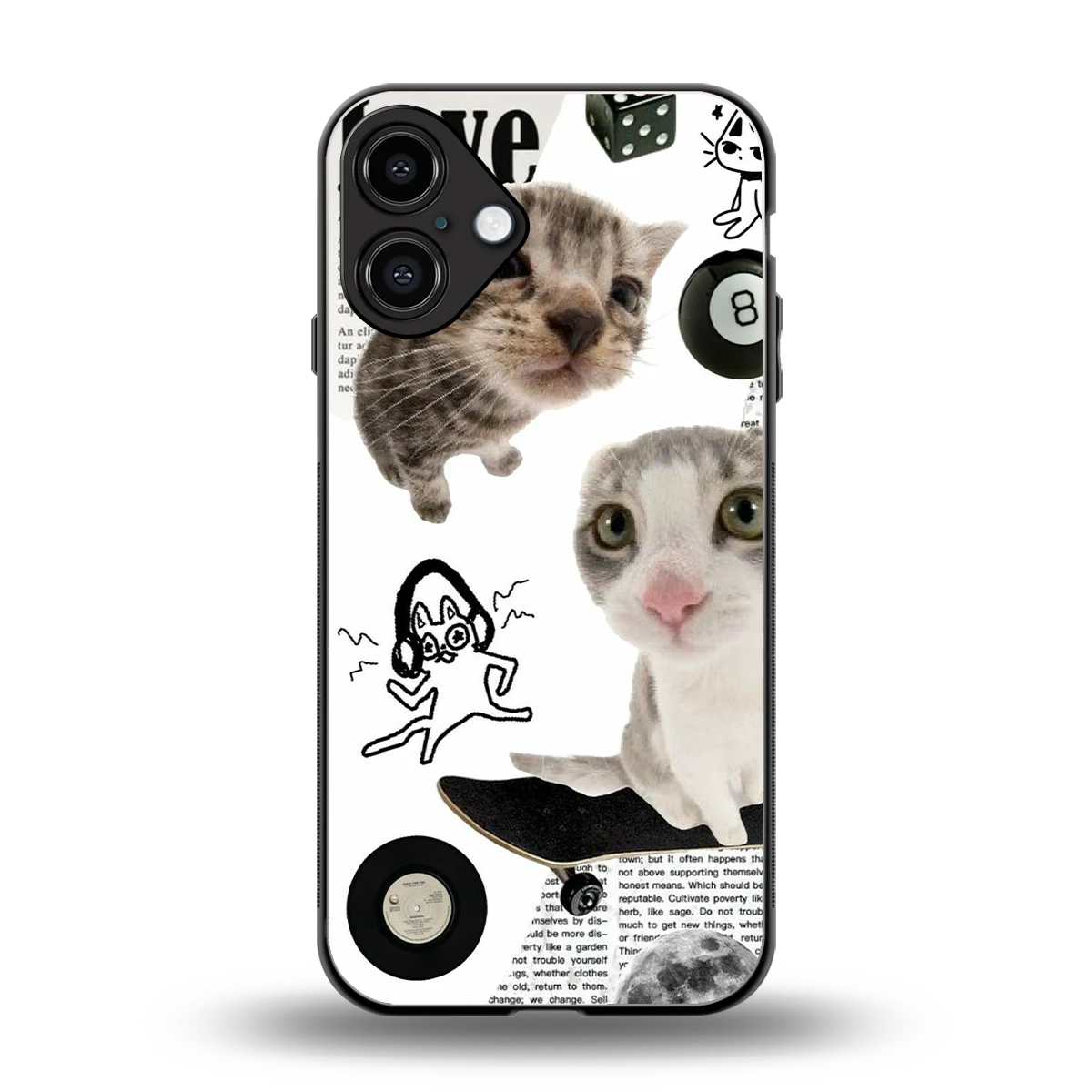 Purrfect Patchwork back phone cover | glass case for iphone 16 plus