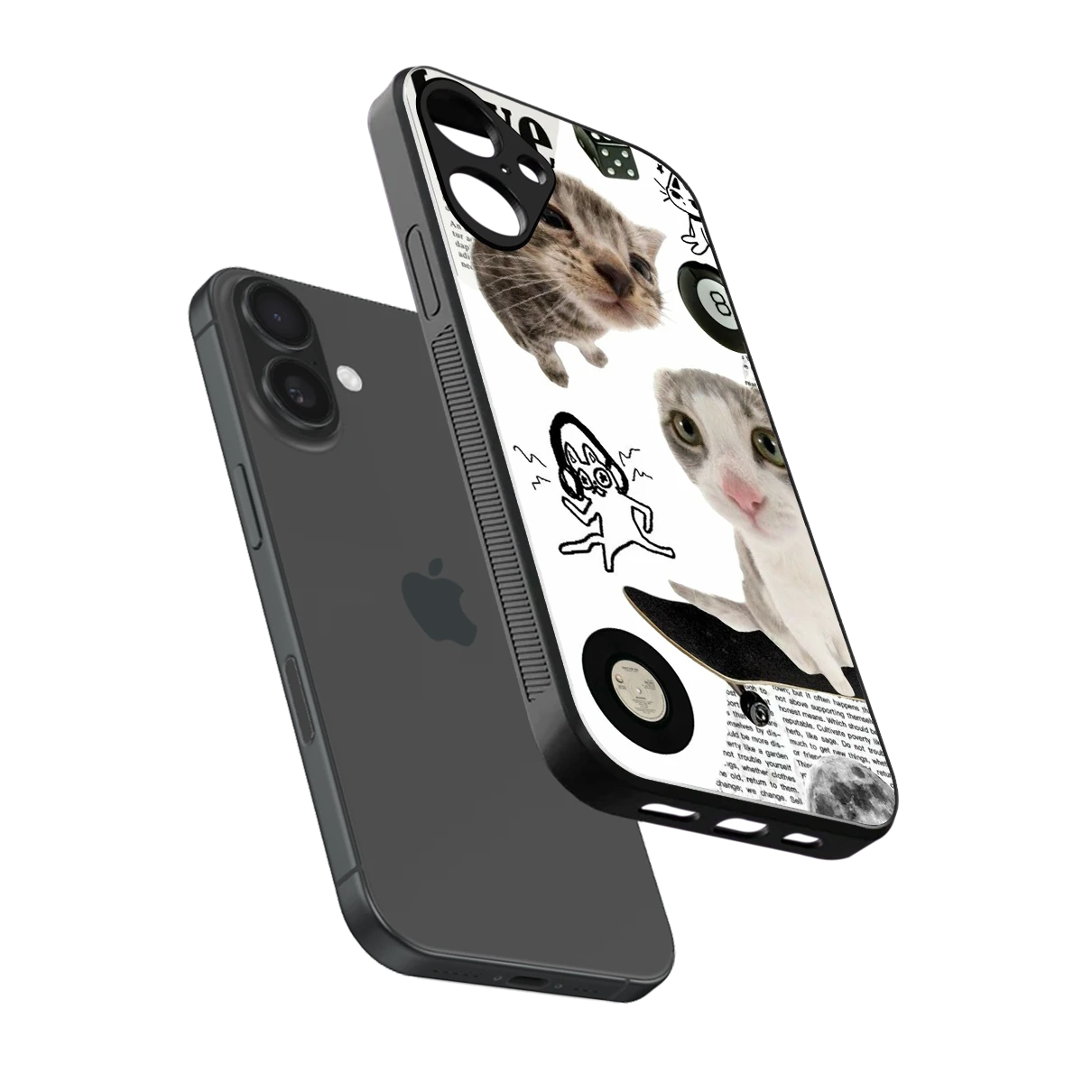 Purrfect Patchwork sleek iphone 16 plus cover with tempered glass back and TPU edges
