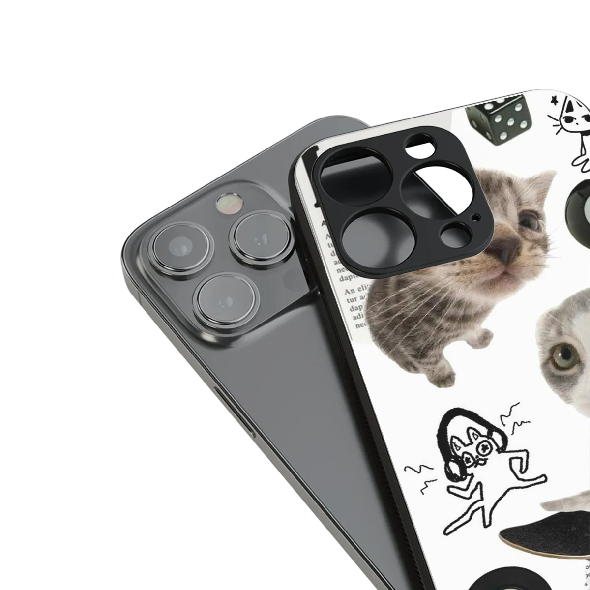 Purrfect Patchwork stylish phone case for iphone 16 pro max | glossy glass and slim fit