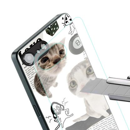 Purrfect Patchwork stylish phone case for iphone 16e | glossy glass and slim fit