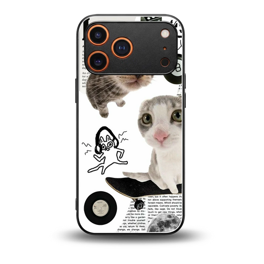 Purrfect Patchwork back phone cover | glass case for iphone 17 pro