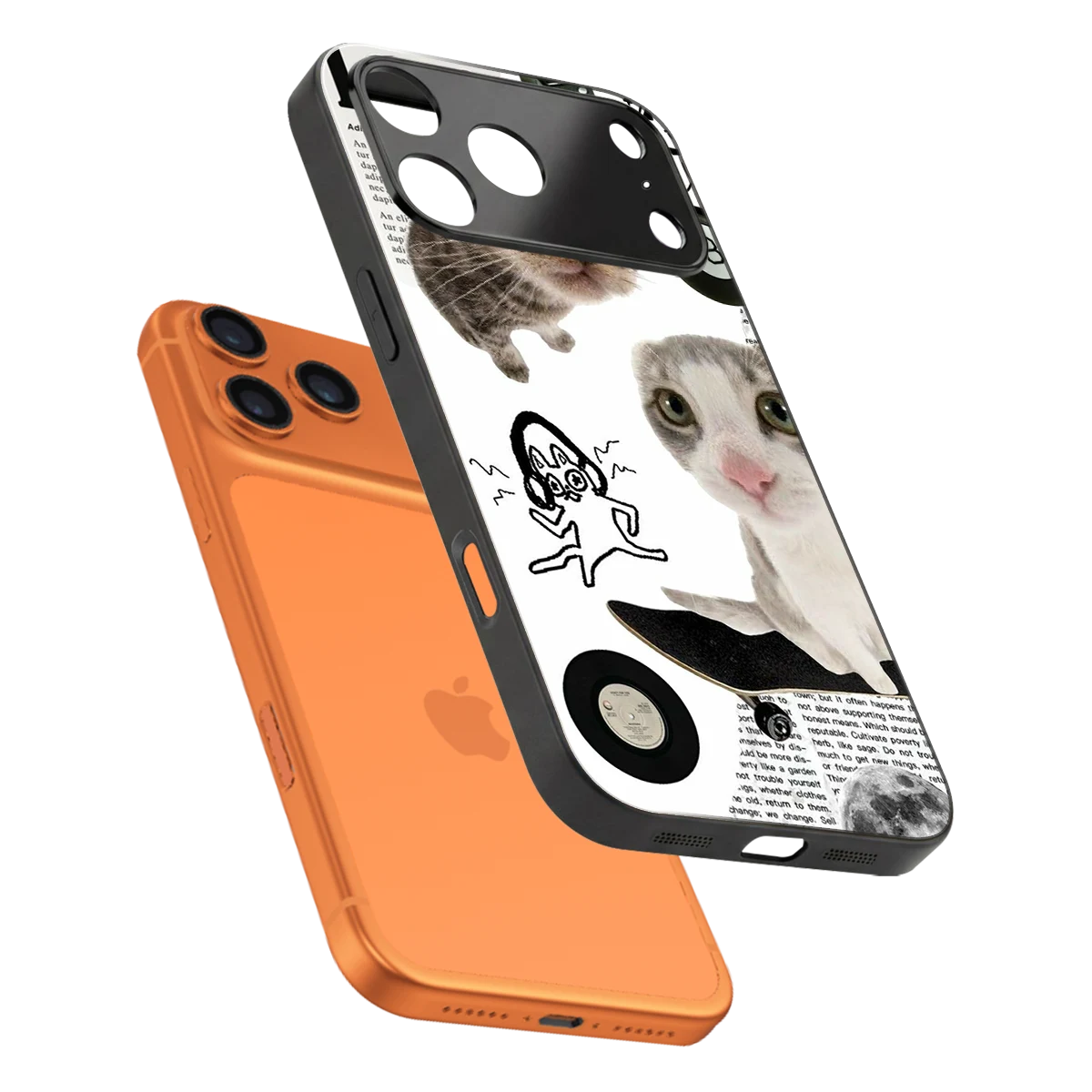 Purrfect Patchwork sleek iphone 17 pro cover with tempered glass back and TPU edges