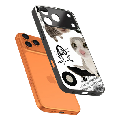 Purrfect Patchwork sleek iphone 17 pro cover with tempered glass back and TPU edges