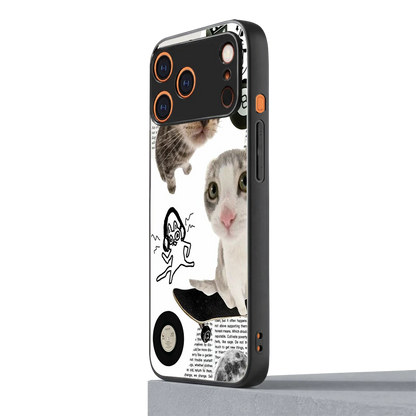 Purrfect Patchwork iphone 17 pro mobile cover | shockproof glass phone case