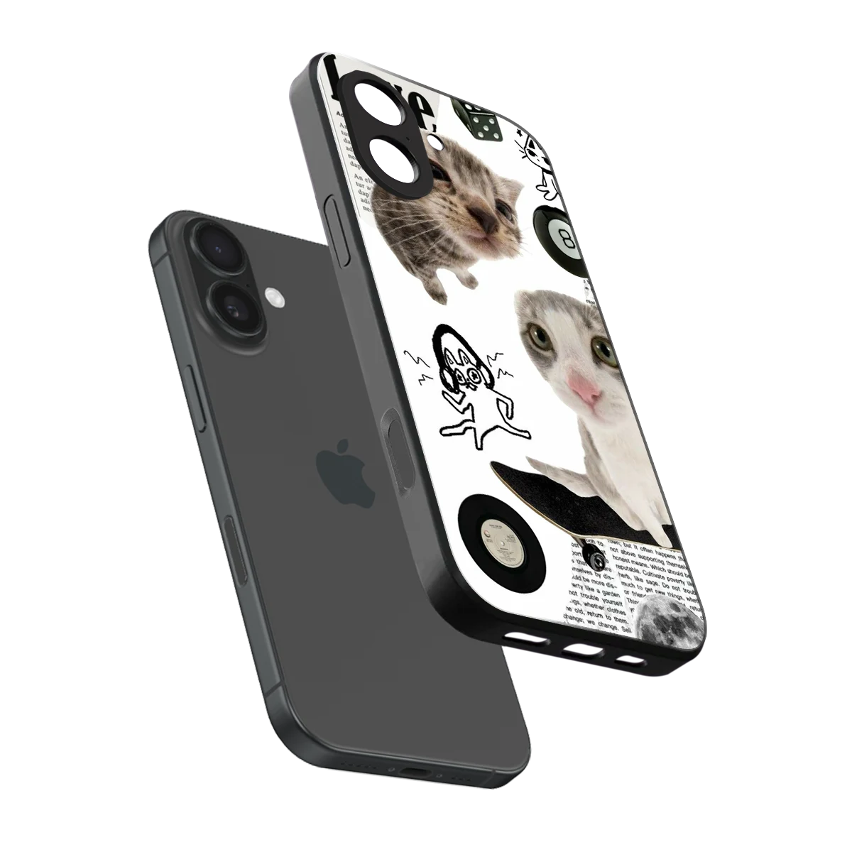 Purrfect Patchwork sleek iphone 17 cover with tempered glass back and TPU edges