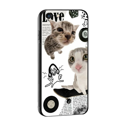 Purrfect Patchwork sleek iphone 6 cover with tempered glass back and TPU edges