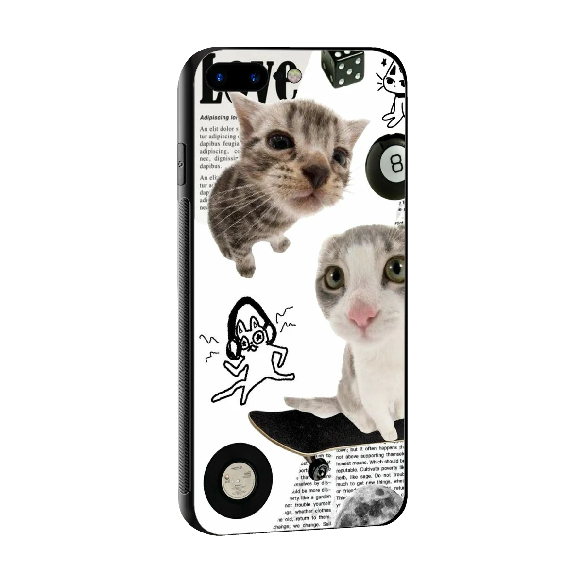 Purrfect Patchwork sleek iphone 7 plus cover with tempered glass back and TPU edges