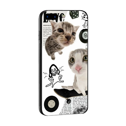 Purrfect Patchwork sleek iphone 7 plus cover with tempered glass back and TPU edges