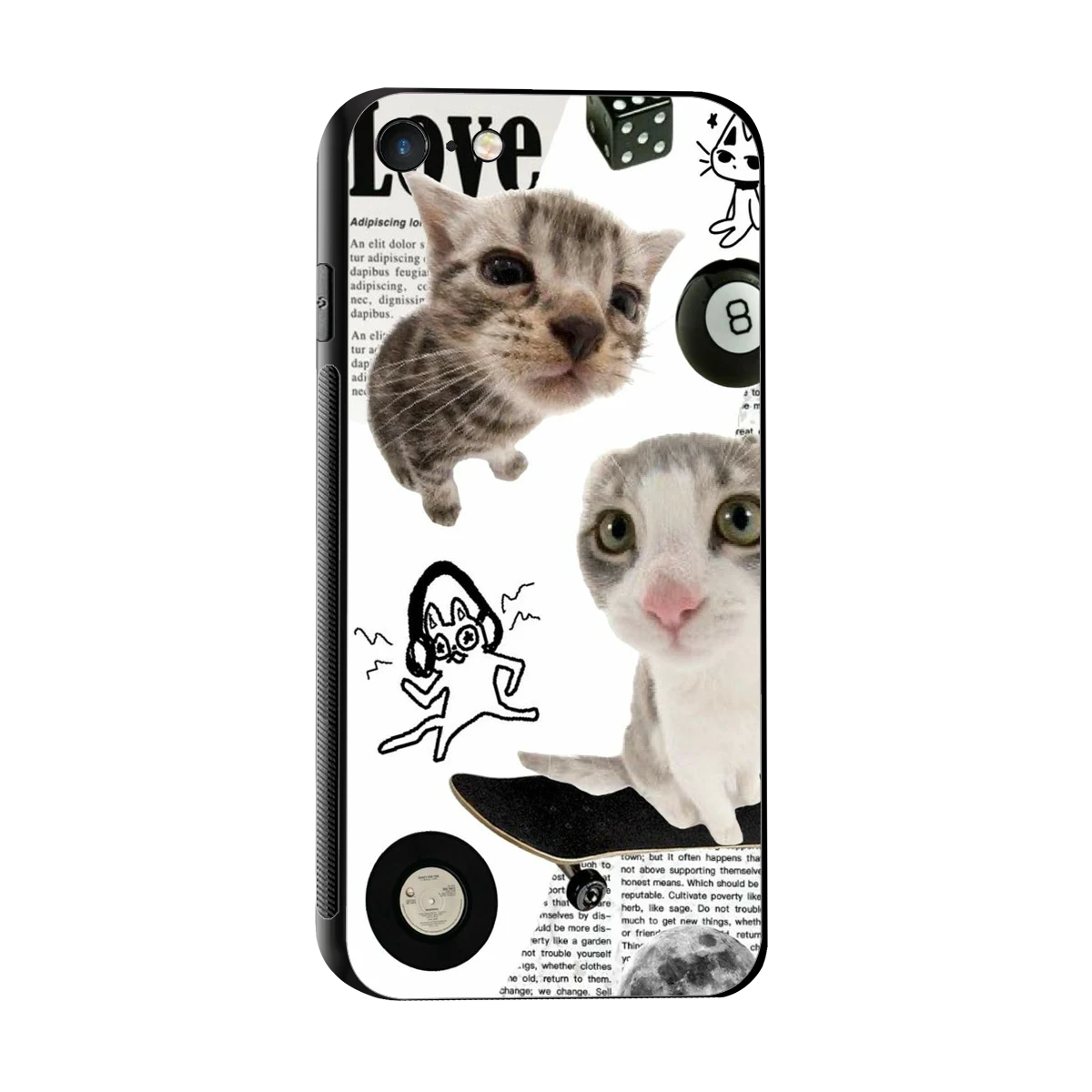 Purrfect Patchwork sleek iphone 7 cover with tempered glass back and TPU edges