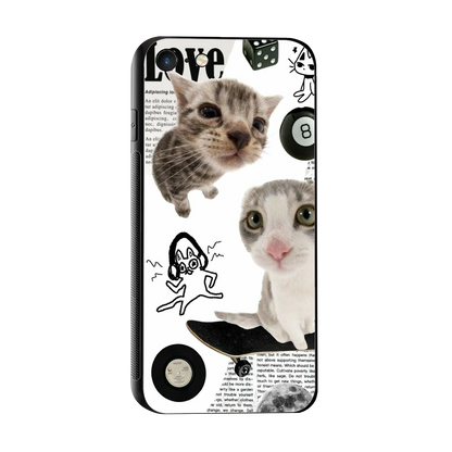 Purrfect Patchwork sleek iphone 7 cover with tempered glass back and TPU edges