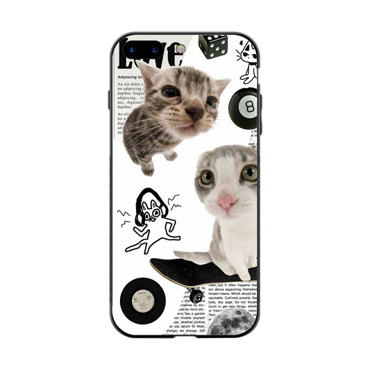 Purrfect Patchwork back phone cover | glass case for iphone 7 plus