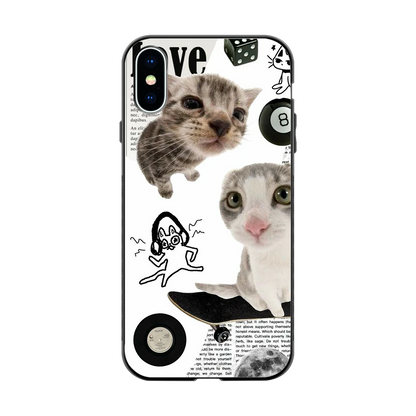 Purrfect Patchwork back phone cover | glass case for iphone x