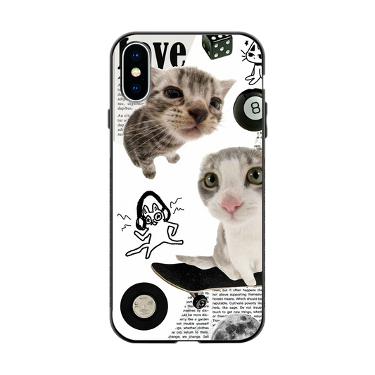 Purrfect Patchwork back phone cover | glass case for iphone xs