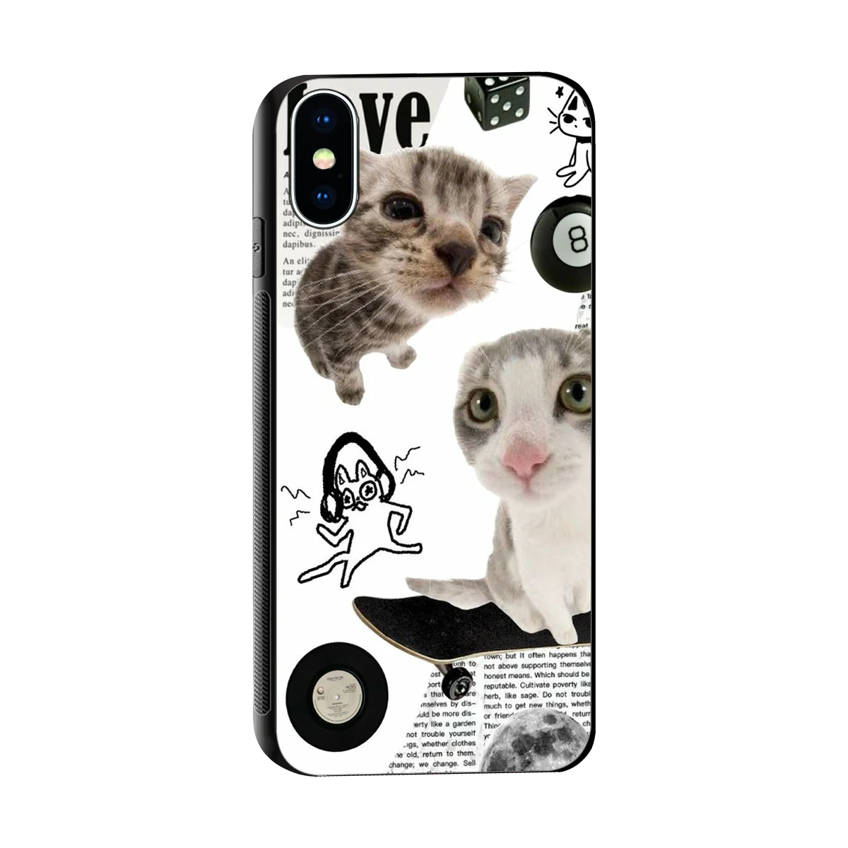 Purrfect Patchwork sleek iphone x cover with tempered glass back and TPU edges