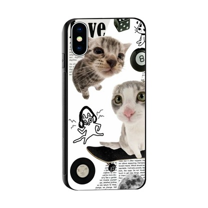 Purrfect Patchwork sleek iphone x cover with tempered glass back and TPU edges