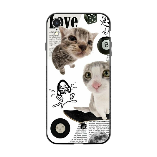 Purrfect Patchwork back phone cover | glass case for iphone xr