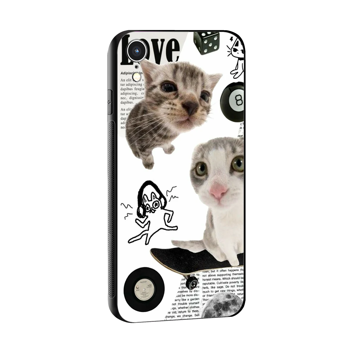 Purrfect Patchwork sleek iphone xr cover with tempered glass back and TPU edges