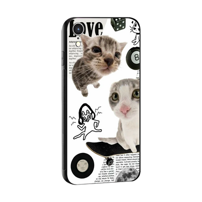 Purrfect Patchwork sleek iphone xr cover with tempered glass back and TPU edges