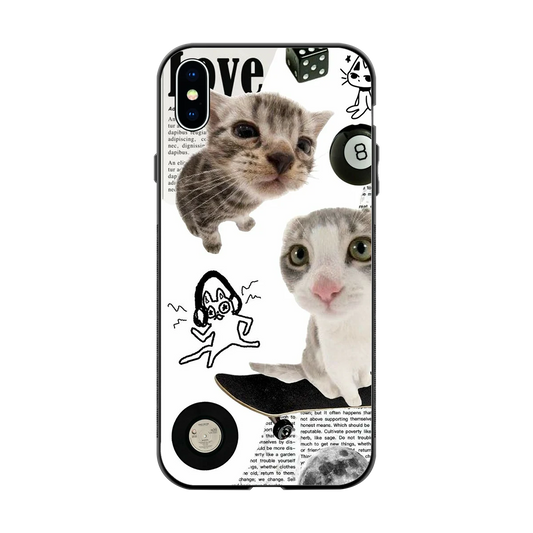 Purrfect Patchwork back phone cover | glass case for iphone xs max