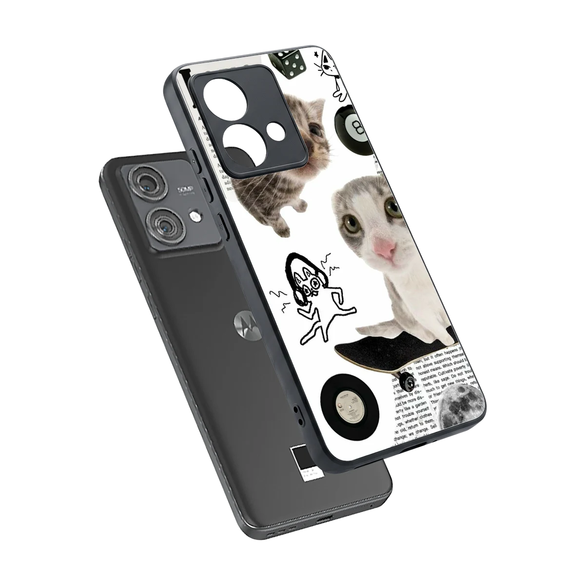 Purrfect Patchwork sleek motorola edge 40 neo 5g cover with tempered glass back and TPU edges