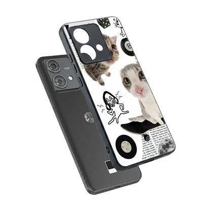 Purrfect Patchwork sleek motorola edge 40 neo 5g cover with tempered glass back and TPU edges
