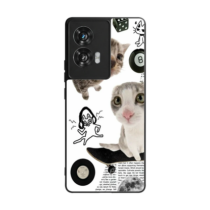 Purrfect Patchwork back phone cover | glass case for motorola edge 50 fusion