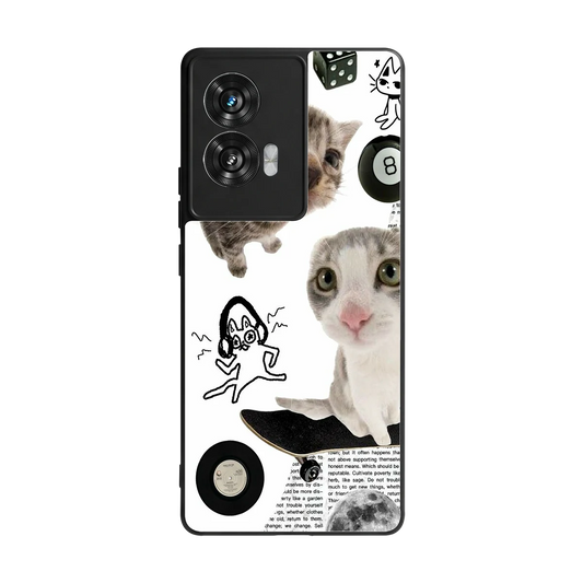 Purrfect Patchwork back phone cover | glass case for motorola edge 50 fusion