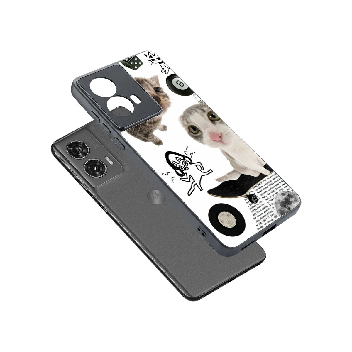 Purrfect Patchwork sleek motorola edge 50 fusion cover with tempered glass back and TPU edges