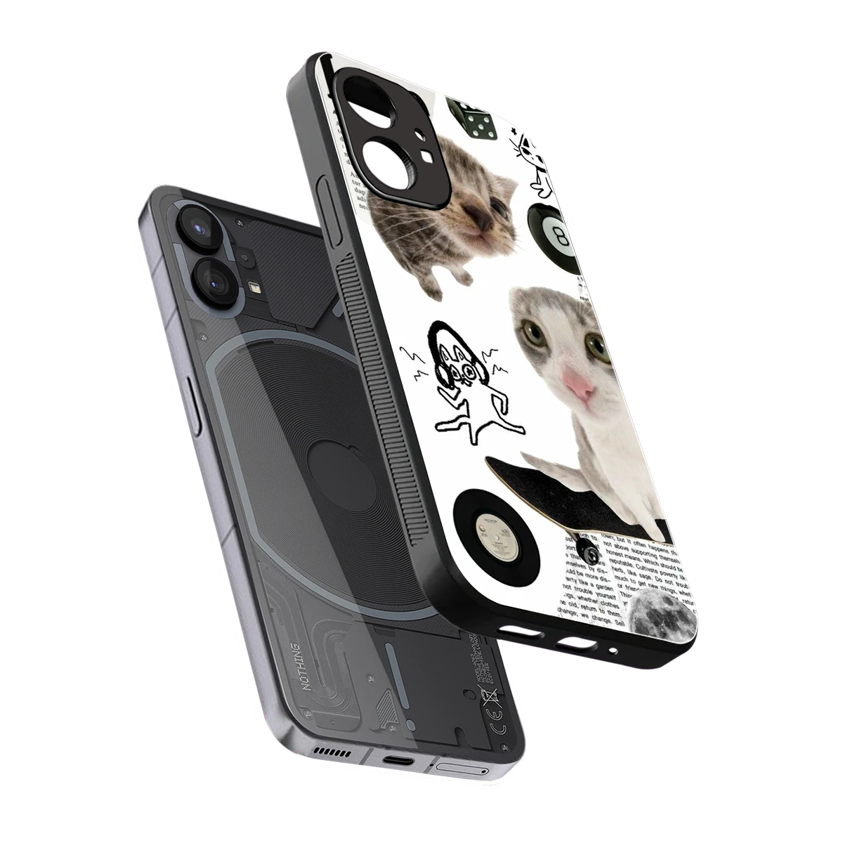Purrfect Patchwork sleek nothing phone 1 cover with tempered glass back and TPU edges
