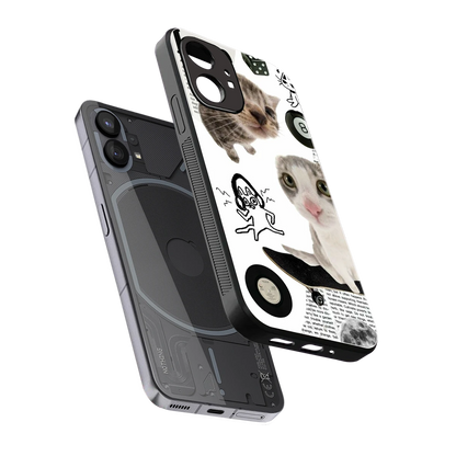 Purrfect Patchwork sleek nothing phone 1 cover with tempered glass back and TPU edges